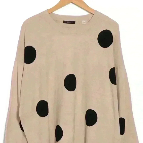 T Tahari Crew Neck Sweater in Khaki/Black Dot Size 1X NWT - Picture 3 of 9